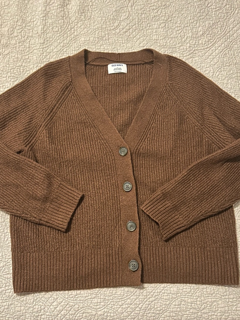 Old Navy Chestnut Brown V-Neck Button Cardigan